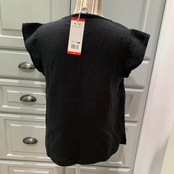 Three Dots Double Gauze Top, Black, Various Sizes, NWT - Picture 5 of 7